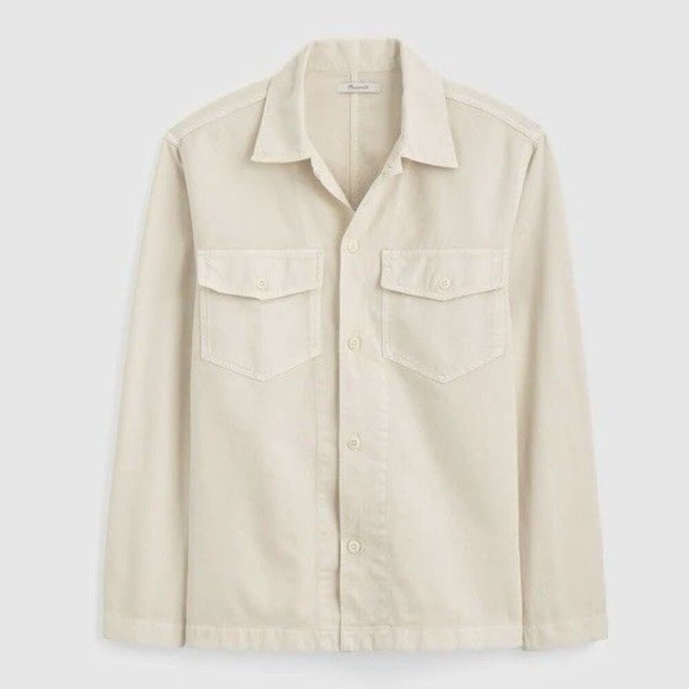 Madewell Button Up Shirt-Jacket Mens Small Ivory Canvas Uniform Twill NY113 NEW - Picture 4 of 11